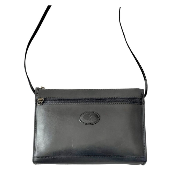 Vintage MARY ANN ROSENFELD Black Leather Shoulder BAG Evening Bag - Picture 4 of 9